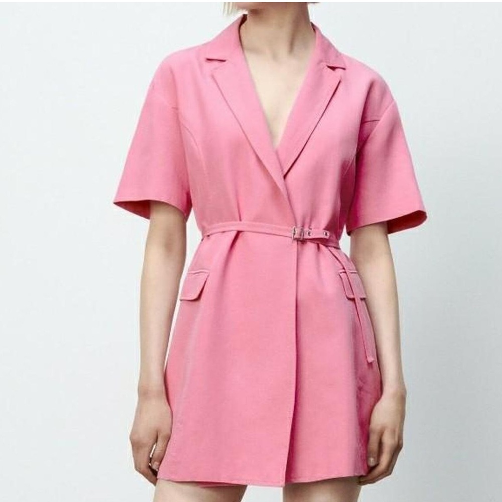 Zara Pink Belted Mini Dress